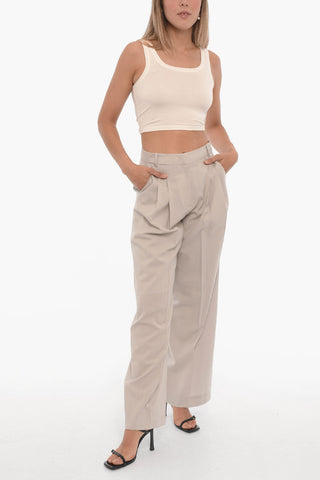 High Waist Double Pleated Pants