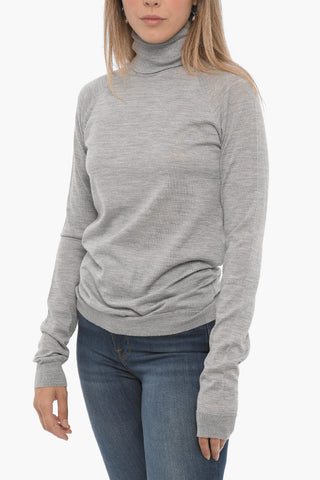 Virgin Wool Silk and Cashmere Turtle-neck Sweater