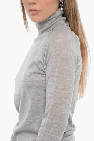 Virgin Wool Silk and Cashmere Turtle-neck Sweater