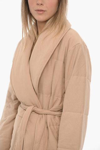 Solid Color Quilted Coat with Belt