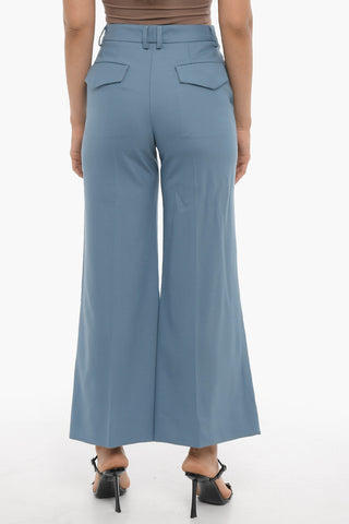 Wool Wide-Leg Trousers with Ankle Slit