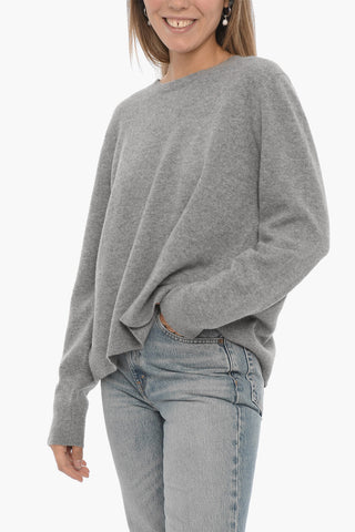 Wool and Cashmere Crew-neck Sweater with Back Slit
