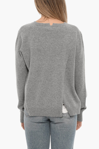 Wool and Cashmere Crew-neck Sweater with Back Slit