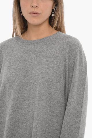 Wool and Cashmere Crew-neck Sweater with Back Slit