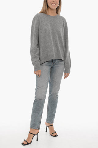 Wool and Cashmere Crew-neck Sweater with Back Slit