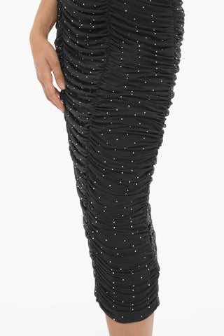 Midi-Kleid drapiert, mit Strass verziert
