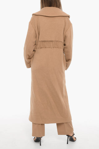 Solid Color BRUXELLES Double-Breasted Coat with Fringes