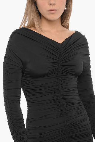 Long Sleeve Draped Bodycon Dress
