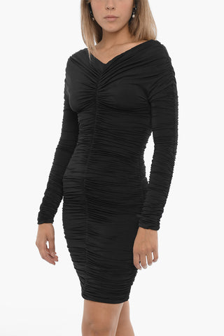 Long Sleeve Draped Bodycon Dress