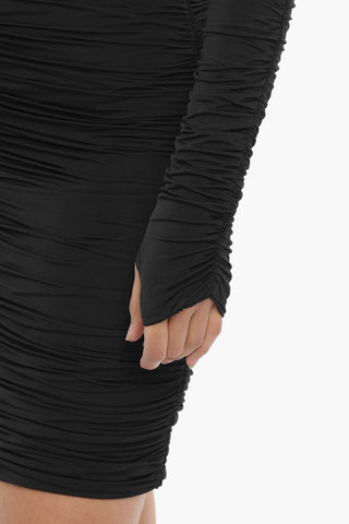 Long Sleeve Draped Bodycon Dress