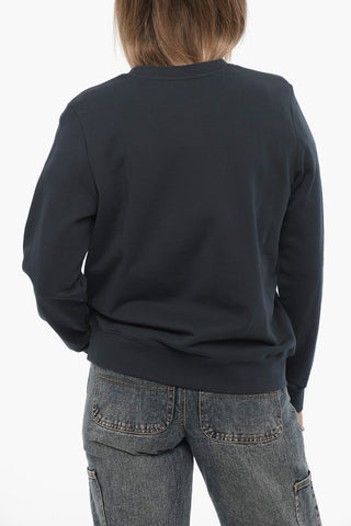 Cotton TINA Crew-neck Sweatshirt with Embossed Logo