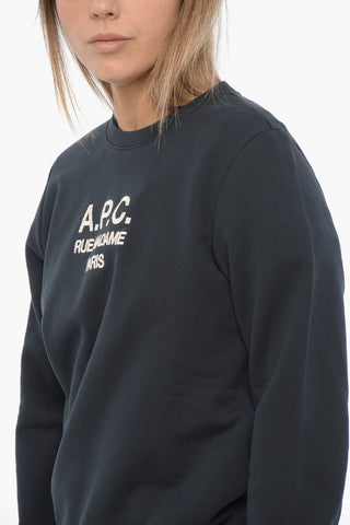 Cotton TINA Crew-neck Sweatshirt with Embossed Logo