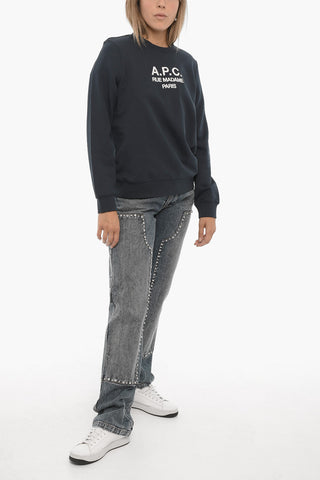Cotton TINA Crew-neck Sweatshirt with Embossed Logo