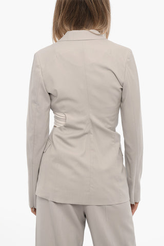 Wool Single-Breasted Slim-Fit Blazer with Cut-Out Detail