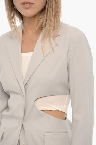 Wool Single-Breasted Slim-Fit Blazer with Cut-Out Detail