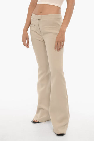 Solid Color Twill Flared Pants