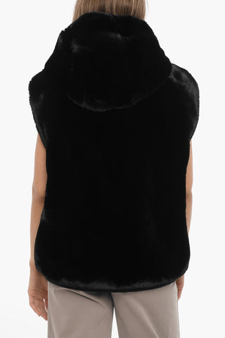 Sleeveless Faux Fur STATE BUNNY Jacket with Hood