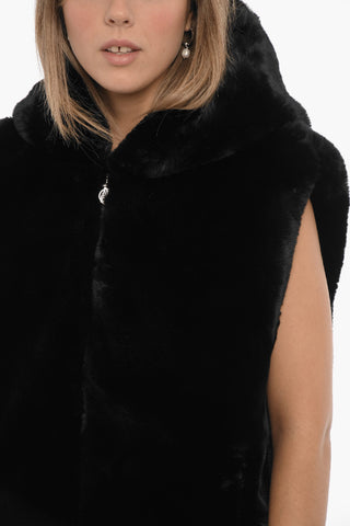 Sleeveless Faux Fur STATE BUNNY Jacket with Hood