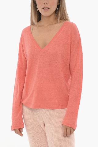 V-Neck Linen Sweater