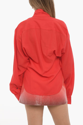Virgin Wool Tie Neck Shirt
