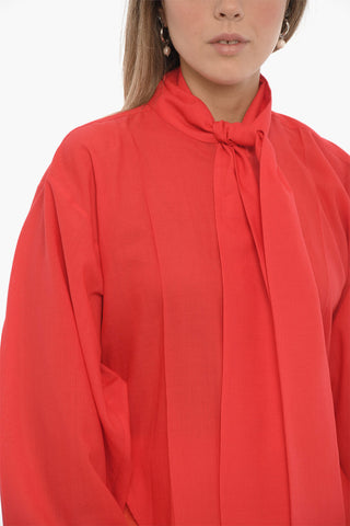 Virgin Wool Tie Neck Shirt