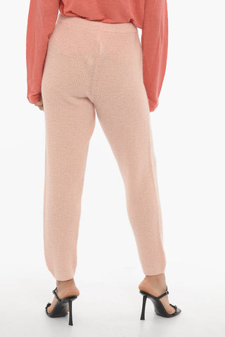 Solid Wool-Blend Pants with Elastic Waist
