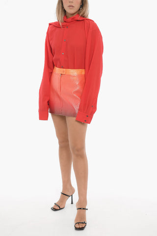 Shaded Effect Coated Cotton SUNSET Mini Skirt