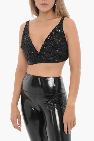 Sequined Triangle FERN Crop Top