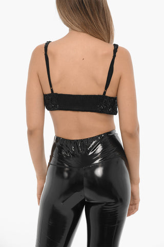 Sequined Triangle FERN Crop Top