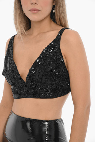 Sequined Triangle FERN Crop Top