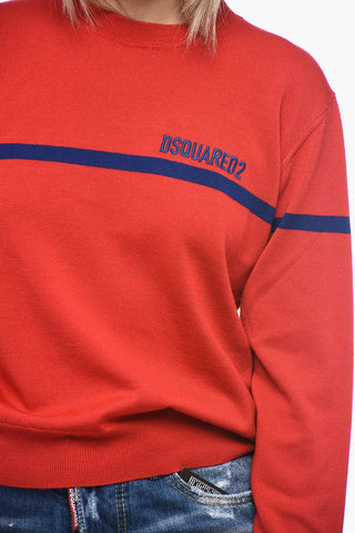 Maglia Girocollo in Lana Vergine con Logo Ricamato