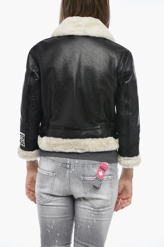 Leather Jacket with Shearling Details