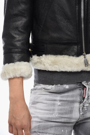 Leather Jacket with Shearling Details