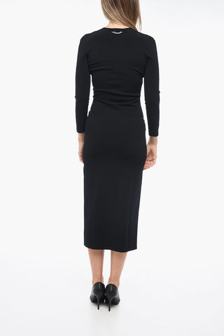 Stretch Fabric Sheath Dress with Cut-out Details