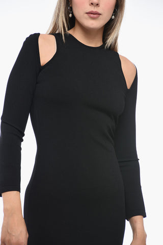 Stretch Fabric Sheath Dress with Cut-out Details