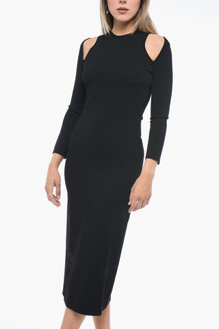 Stretch Fabric Sheath Dress with Cut-out Details