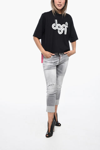 T-Shirt Crop Ovesize con Logo