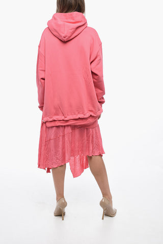 Double Fabbric D-ROLLER Dress with Asymmetric Hem