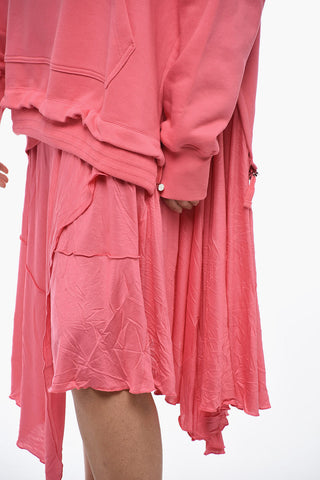 Double Fabbric D-ROLLER Dress with Asymmetric Hem