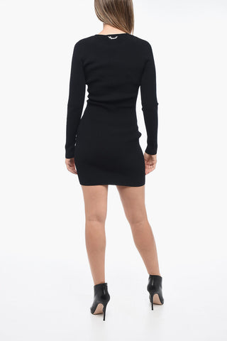 Rib-Knit Mini Dress with Cut-out