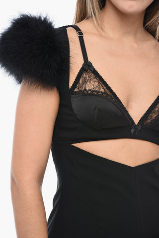 Cut-out Sheath Dress GOTH with Feather Details