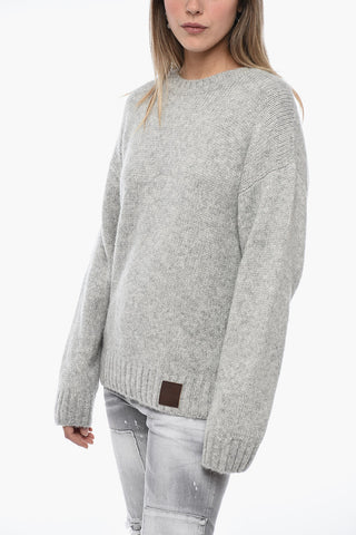 Dropped Shoulder Pullover with Logo Patch