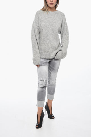 Dropped Shoulder Pullover with Logo Patch