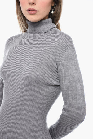Ribbed Wool Turtleneck Mini Dress