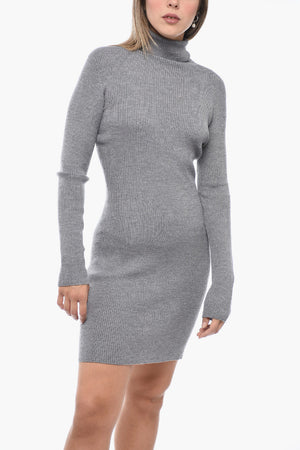 Minidress a Collo Alto in Lana a Costine