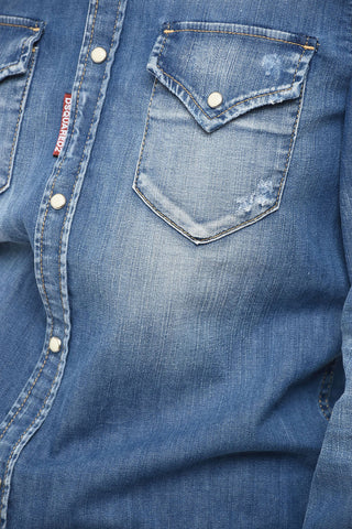 Stretch Denim Saharan Shirt with Snap Buttons