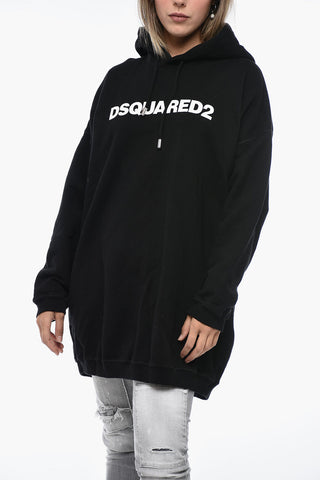 Mini Abito Hoodie Oversize con Stampa Logo