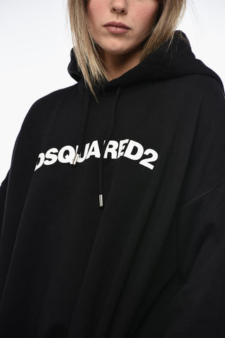 Mini Abito Hoodie Oversize con Stampa Logo
