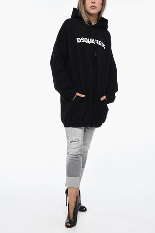 Mini Abito Hoodie Oversize con Stampa Logo