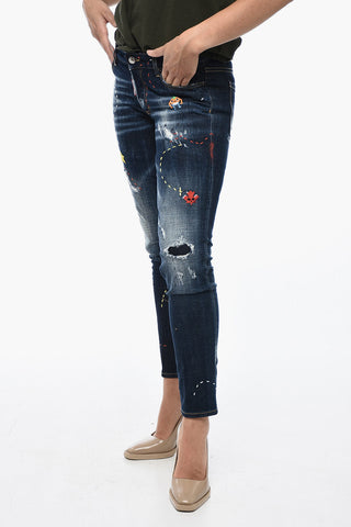 Jeans Skinny Monster Maze con Ricami 14,5cm